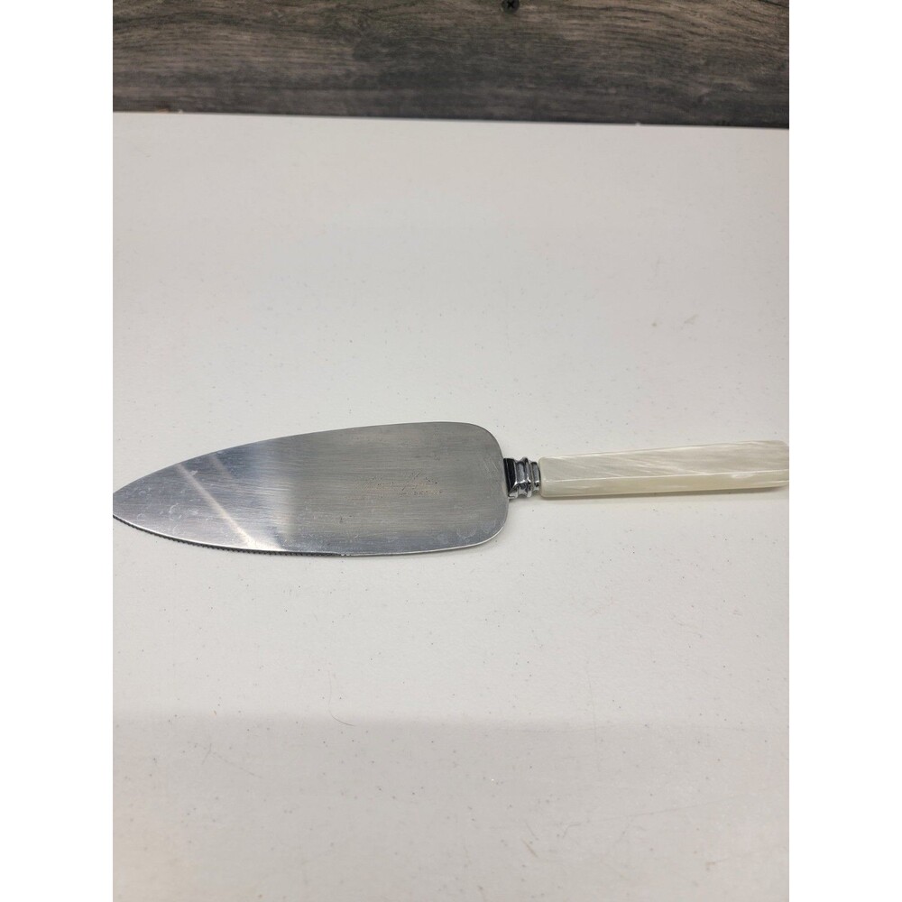 1977 Sheffield Stainless Cake Knife Mother of Pearl Handle Wedding Server Tool